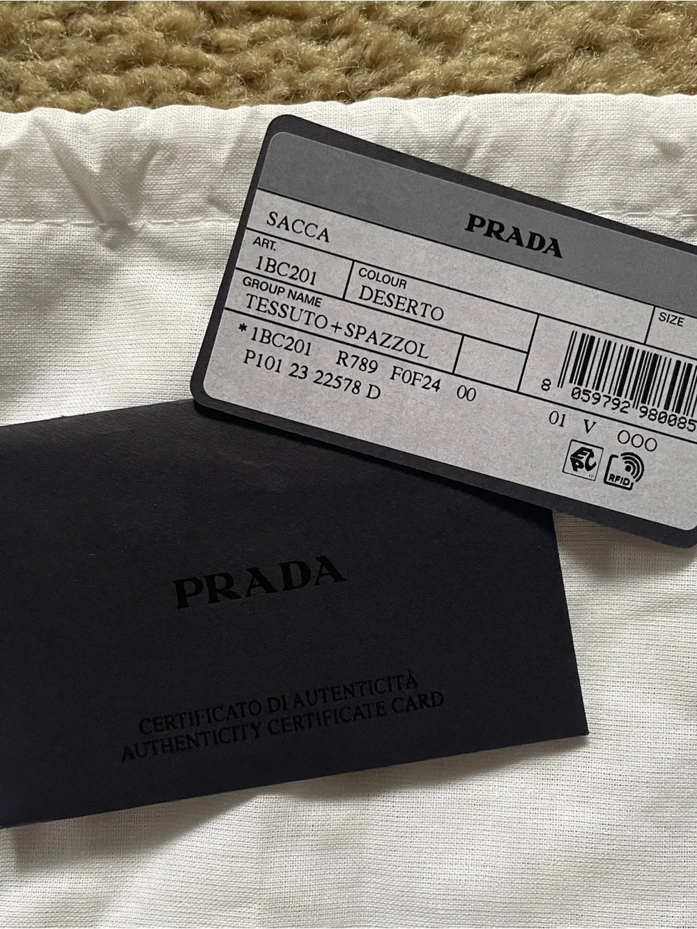 Prada Neutral Tessuto Nylon Re-Edition 2002 2023 with Dust Bag Authenticity Card